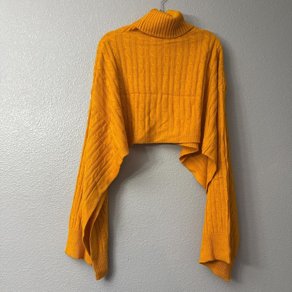 Women's Black Cropped Turtleneck Bolero Style Shrug Sweater